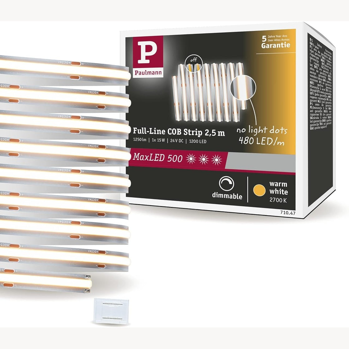 214381 - PAULMANN Shirit LED MaxLED 500, 2.5m, 15W, 1250lm, 480 LED/m, 2700K