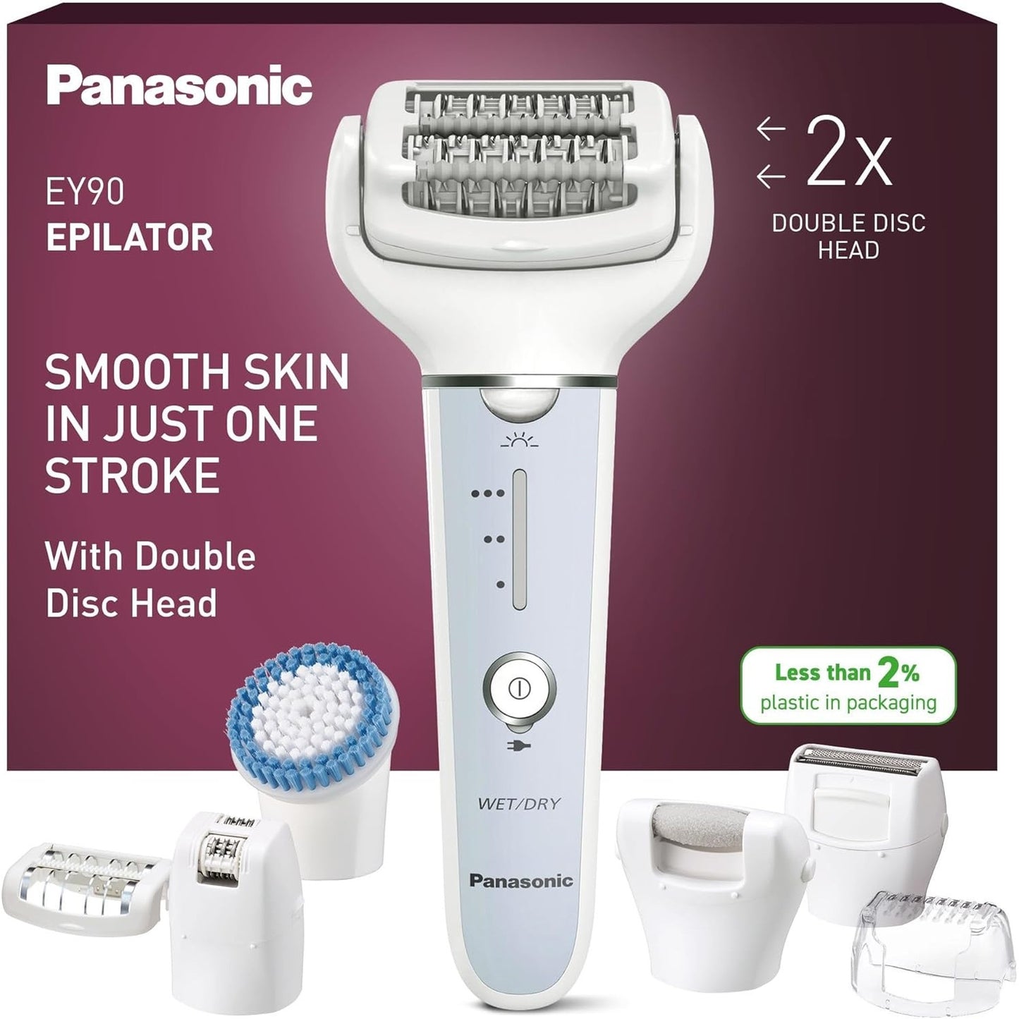 274869 - PANASONIC Depilator ES-EY90, i lagësht/i thatë, 60 piskatore, kokë rrotulluese 90°, 3 shpejtësi, dritë LED, 30 minuta funksionim, pa tel.