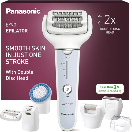 274869 - PANASONIC Depilator ES-EY90, i lagësht/i thatë, 60 piskatore, kokë rrotulluese 90°, 3 shpejtësi, dritë LED, 30 minuta funksionim, pa tel.