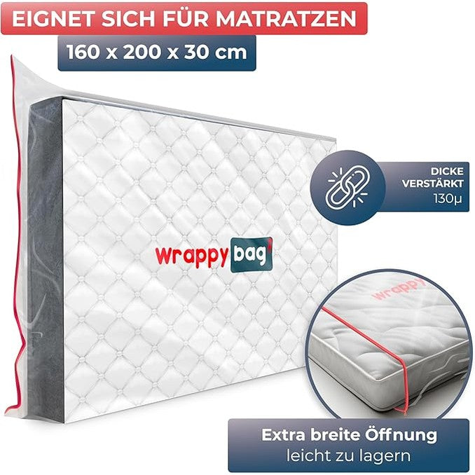 168637 - WRAPPYBAG - Mbrojtëse e Dyshekëve Prej Plastike - Madhësi 160x200cm - Rezistente ndaj Ujit dhe Grisjes - Përdorim në Zhvendosje, Magazinim dhe Transportim - Seti i 5