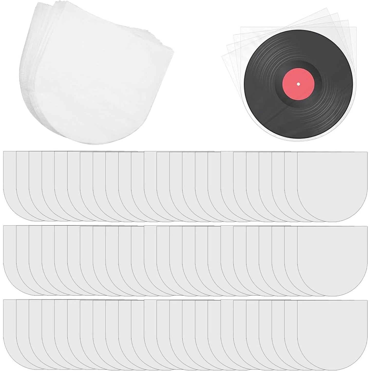 267256 - Mbështjellëse të Brendshme për Disqe, 100 copë, Mbështjellëse Mbrojtëse prej Vinili Antistatik 7 Inç, 18×18 cm
