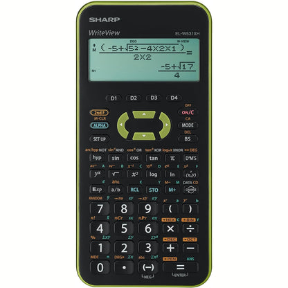 310033 - SHARP Kalkulator Shkencor Shkollor EL-W531 XH-GR, ekran me 4 rreshta, WriteView, hyrje DAL, bateri, Jeshile