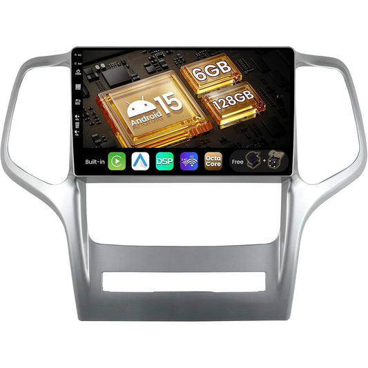 309435 - SXAUTO Android 15, [6GB+128GB], Radio IPS për Jeep Grand Cherokee WK2 2008-2013, CarPlay/Android Auto/DSP pa tel, Kamera LED + Mikrofon, Timon 9 inç 2 Din DAB, Kamera 360°