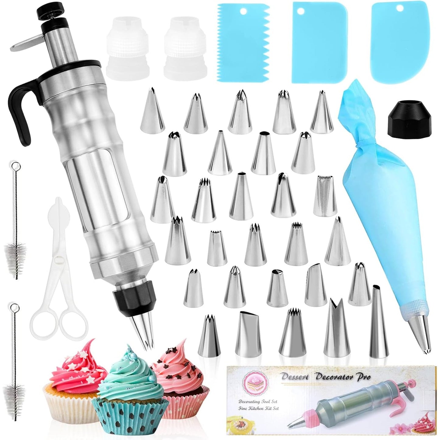 184503 - SET PROFESIONAL SHIRINGASH DEKORIMI CELIKU INOX 42 PJESE per Torta, Kekë te Vegjël, Biskota dhe Ëmbëlsira, Ngjyra E Zezë