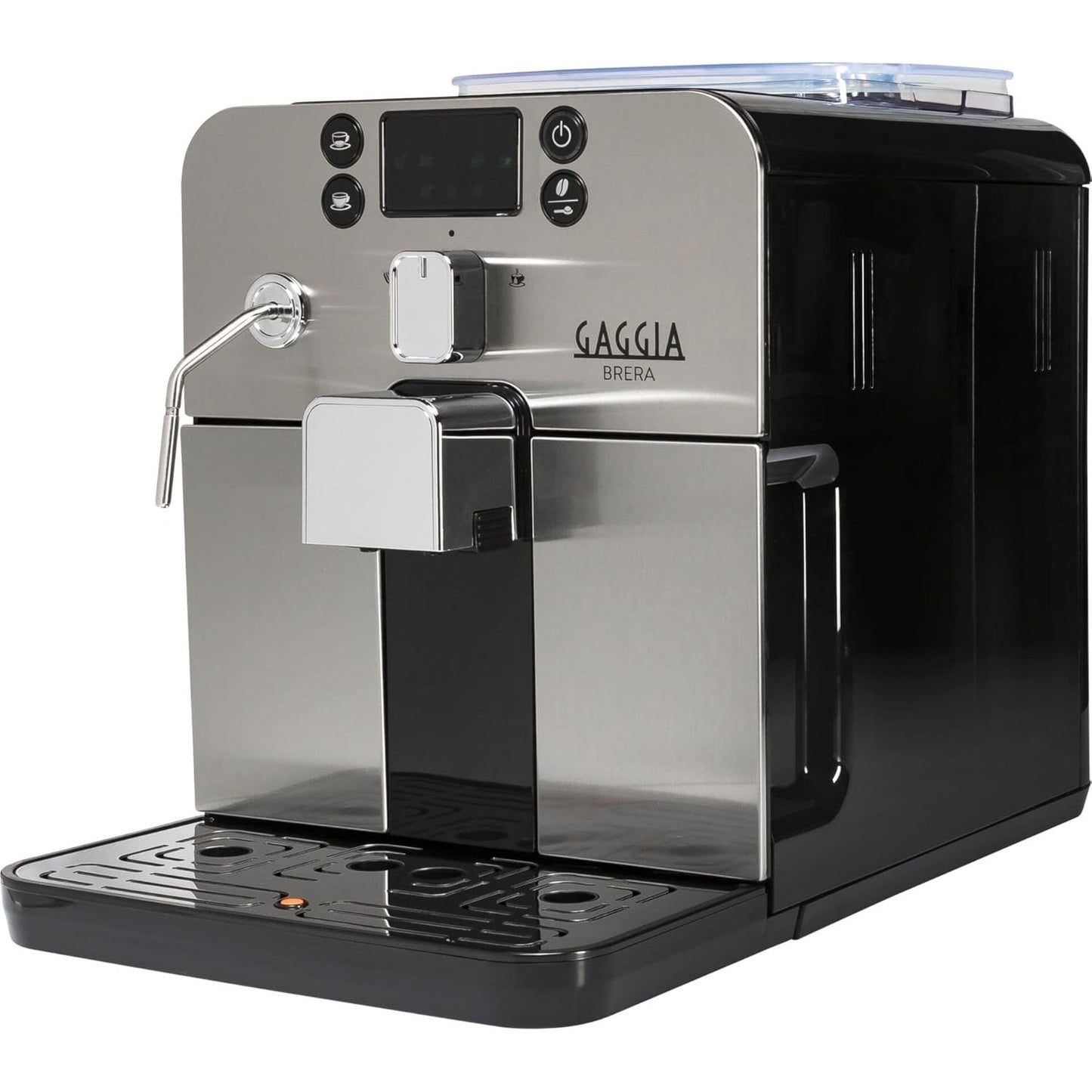 89089 - GAGGIA RI9305/11 Brera - Makinë Automatike Kafeje për Espresso dhe Cappuccino, Kokrra ose Kafe të Bluar, Fuqia 1400W, Ngjyra Argjendtë/E Zezë