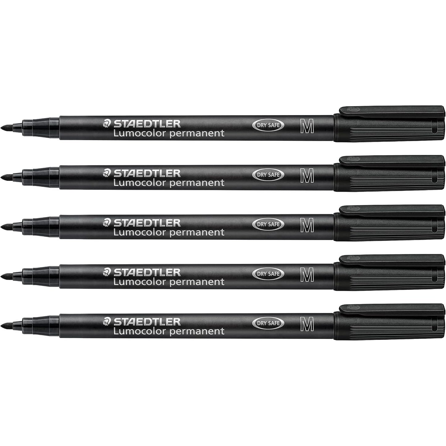 274411 - SHËNUES I PËRHERSHËM STAEDTLER LUMOCOLOR, rezistent ndaj ujit dhe fshirjes në pothuajse të gjitha sipërfaqet, gjerësi mesatare e vijës 1 mm, i rimbushshëm, jetëgjatësi e gjatë, 5 shënues të zinj universalë, 317-9X