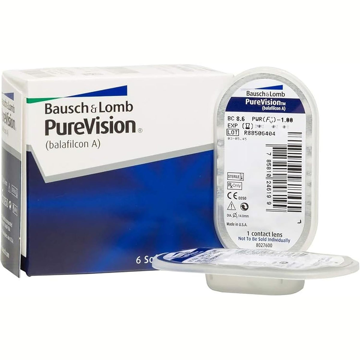 298218 - BAUSCH + LOMB Lente Kontakti mujore PureVision 6 copë BC 8.6 mm DIA 14 -0.5 dioptri