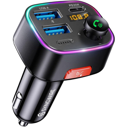 273426 - SYNCWIRE Transmetues FM për Makinë Bluetooth 5.4 48W (PD 36W & 12W), Adaptor Bluetooth me Çelës Drite, Zë HiFi Bass, Karikim i Shpejtë, pa Duar