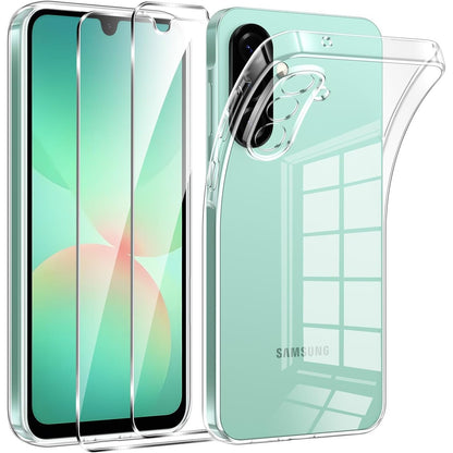 277244 - PHOONA Mbrojtëse për Samsung Galaxy A26 5G me 2 mbrojtëse ekrani prej qelqi të temperuar, Mbrojtëse silikoni xheli TPU ultra transparente e butë, Mbrojtëse mbrojtëse kundër goditjeve dhe zverdhjes