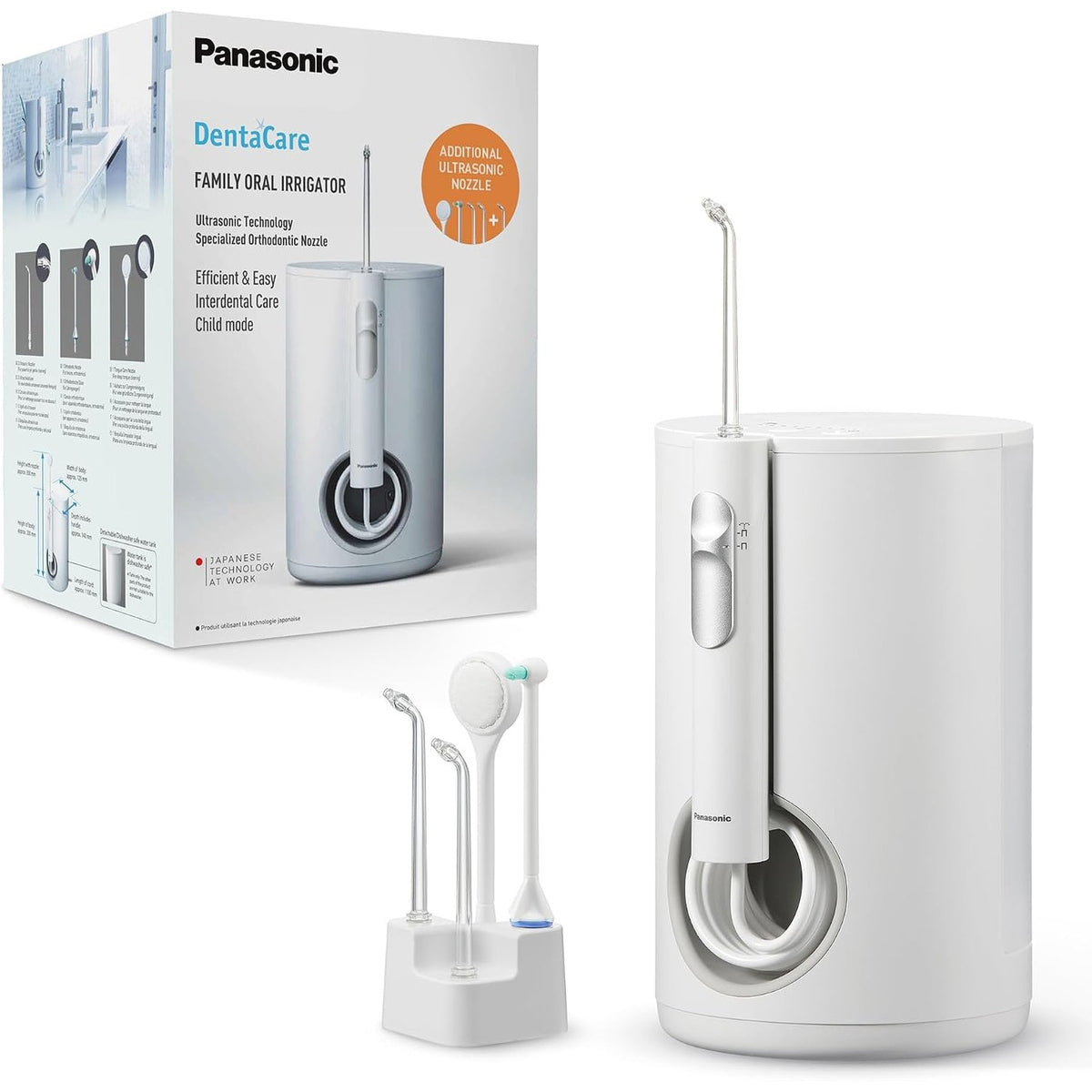307153 - PANASONIC EW1614AW503-PACK Pastrues uji familjar, spërkatje ultrasonike, modalitet për fëmijë, 10 cilësime presioni, IPX7, 5 gryka, i bardhë