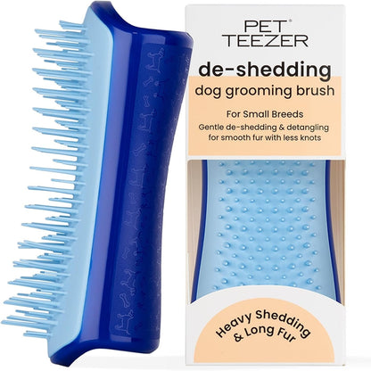 317800 - TANGLE TEEZER Small Pet Teezer - Furçë për qen për kafshë të vogla shtëpiake - Heq qimet e tepërta - Blu marine dhe Blu e çelët
