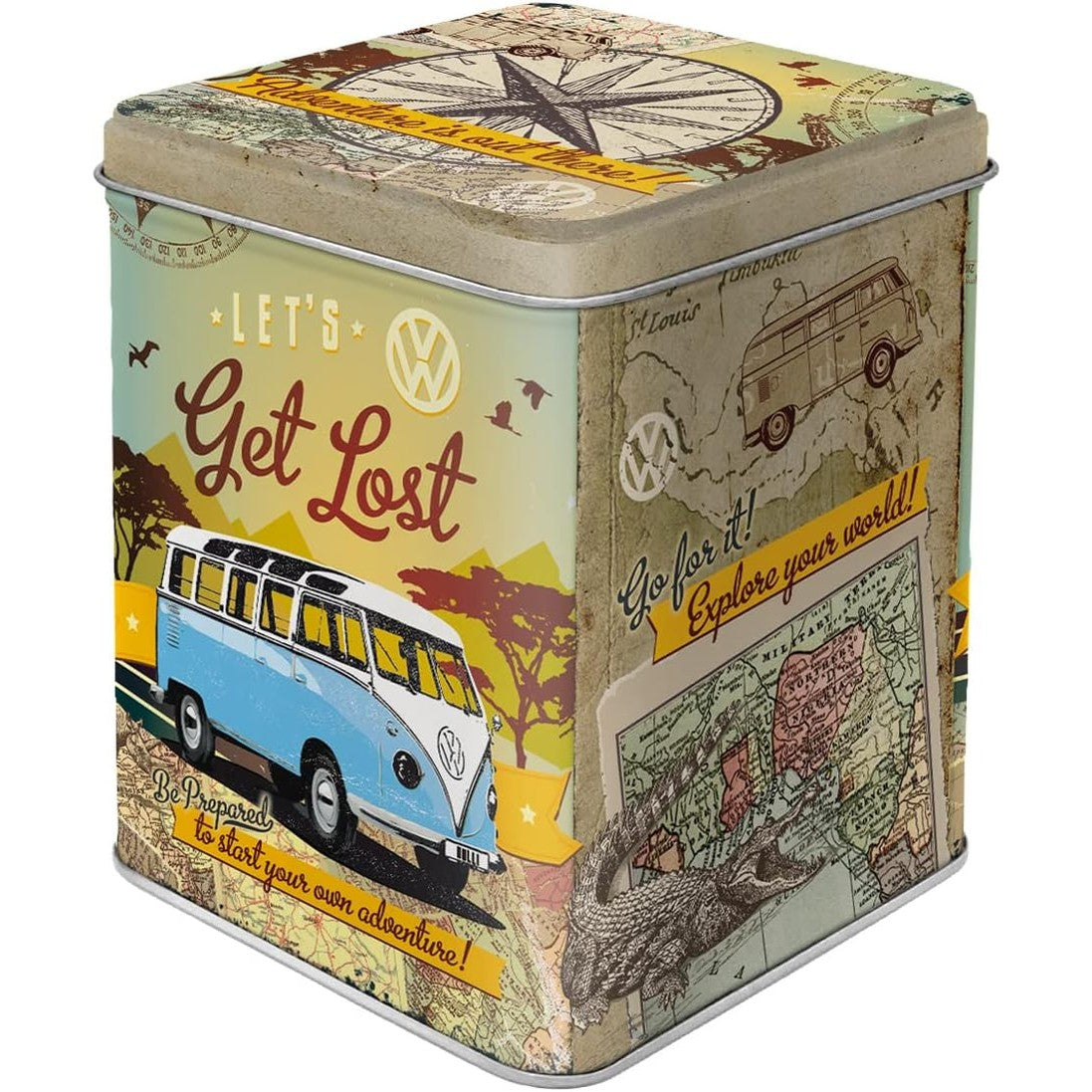 258204 - Kuti çaji retro Bulli T1, dizajn nostalgjik, për gjethe të lira dhe qese çaji, kapacitet: 100g
