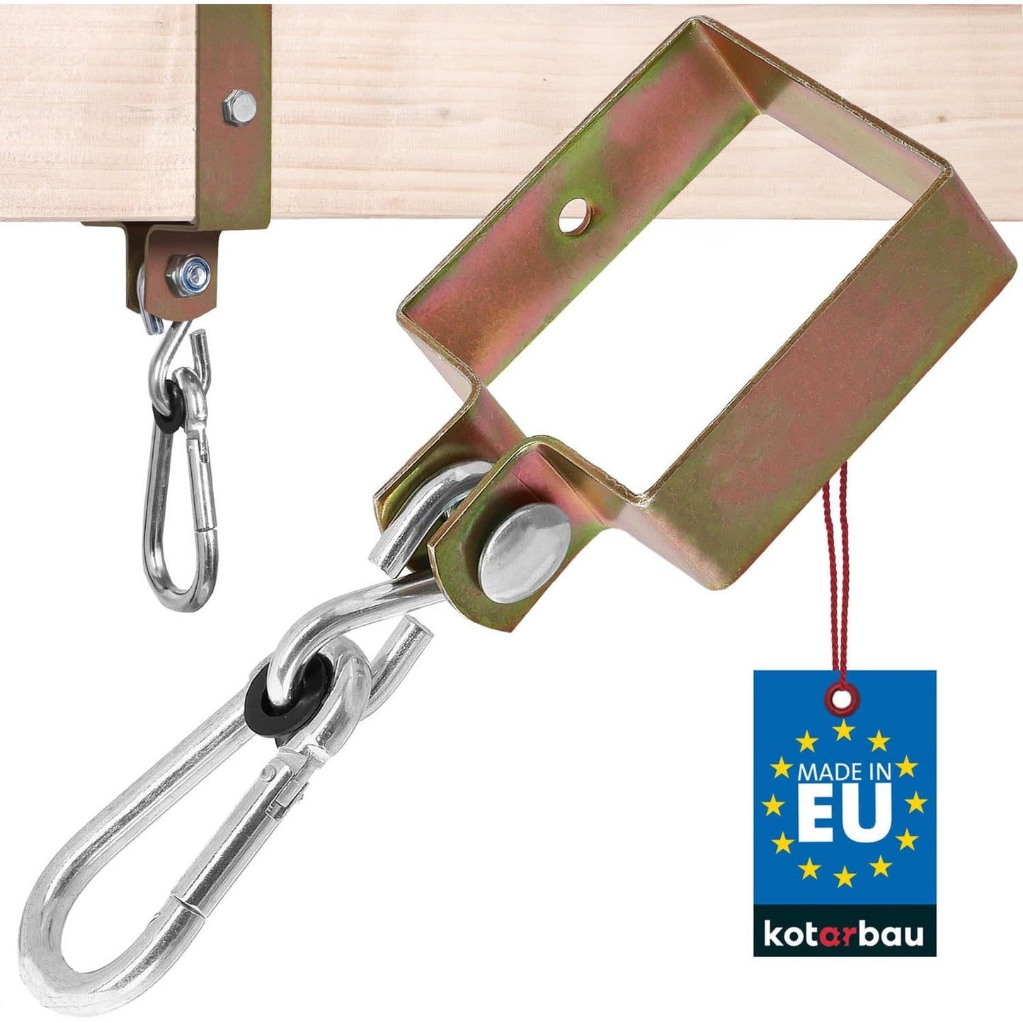 289268 - KOTARBAU® Kapëse Lëvizëse - 90 x 90 mm - Grep Lëvizës për Trarë Druri - Çelik i Galvanizuar - Ari