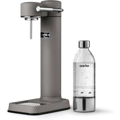 245014 - AARKE Carbonator 3 - Pajisje uji të gazuar prej çeliku inox, ngjyrë gri mat, me shishe PET 1L pa BPA, e pajtueshme me cilindra CO2 60L