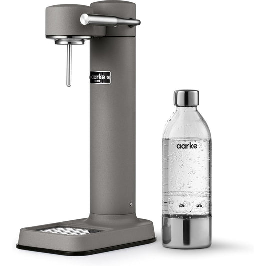245014 - AARKE Carbonator 3 - Pajisje uji të gazuar prej çeliku inox, ngjyrë gri mat, me shishe PET 1L pa BPA, e pajtueshme me cilindra CO2 60L