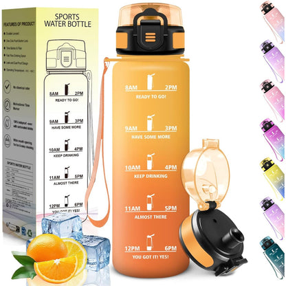 233002 - HONEYHOLLY Shishe Uji 1 Litër, E Papërshkueshme nga Rrjedhjet, Pa BPA, Motivues, Shënues Kohe