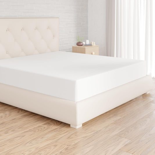 253571 - AMAZON BASICS Çarçaf i montuar me mikrofibër, deri në 30 cm, 180 x 200 cm, e bardhë