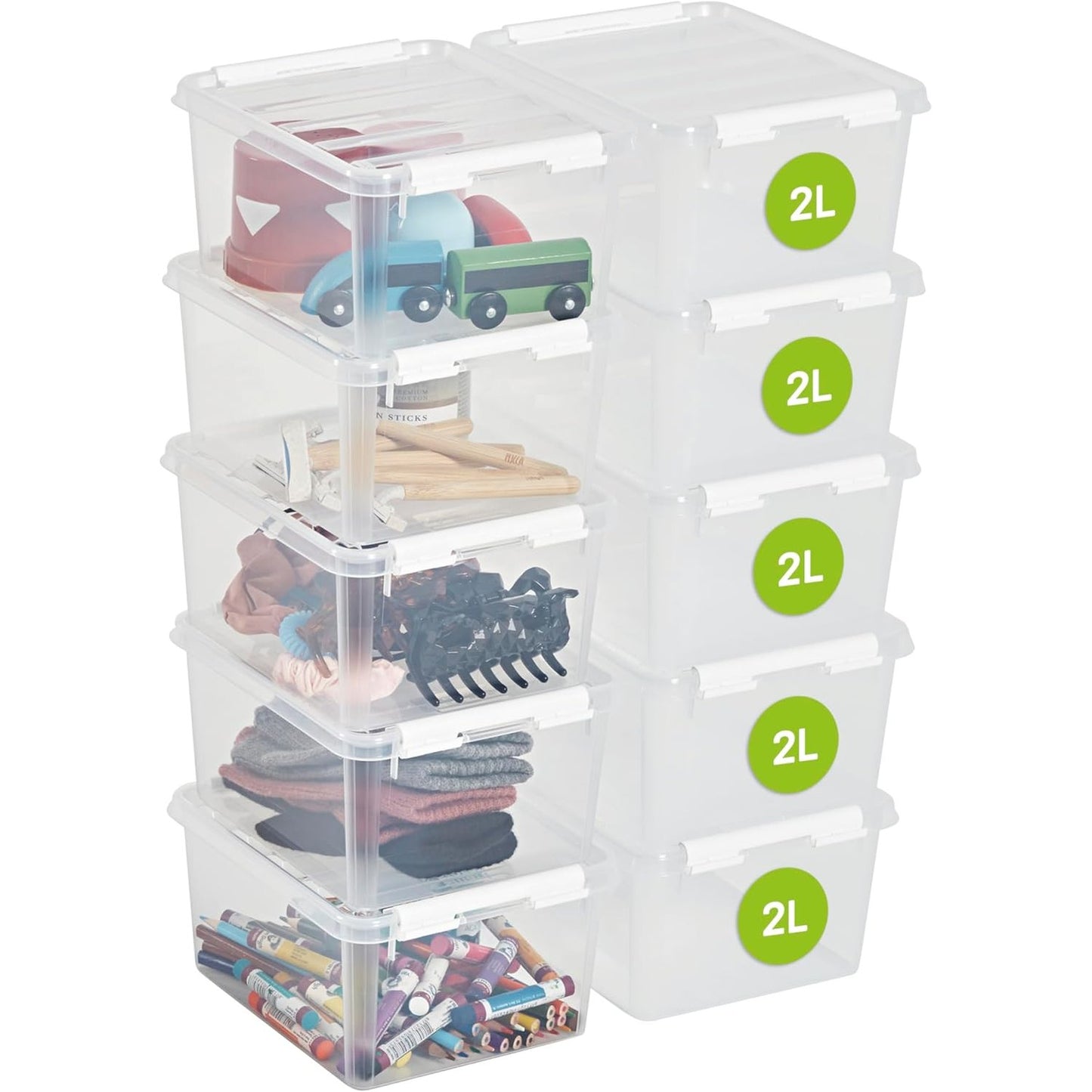 213891 - SMARTSTORE 10 kuti plastike klasike ruajtjeje 2L me kapakë (21x17x11cm) - Të grumbullueshme dhe të përshtatshme për ushqim