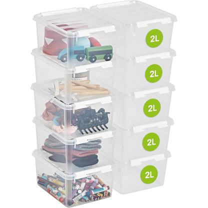 213891 - SMARTSTORE 10 kuti plastike klasike ruajtjeje 2L me kapakë (21x17x11cm) - Të grumbullueshme dhe të përshtatshme për ushqim
