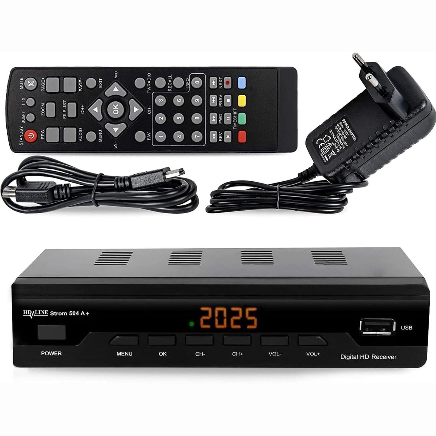 273470 - STROM Marrës Dixhital Tokësor 504 A+ Full HD DVB-T2, i pajtueshëm me HEVC264, HDMI, SCART, USB, Digital Plus, i Zi