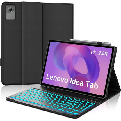 273288 - IVEOPPE Mbulesë tastiere për Lenovo Idea Tab 11" 2025, Bluetooth, 7 ngjyra ndriçimi, Paraqitja AZERTY, e zezë