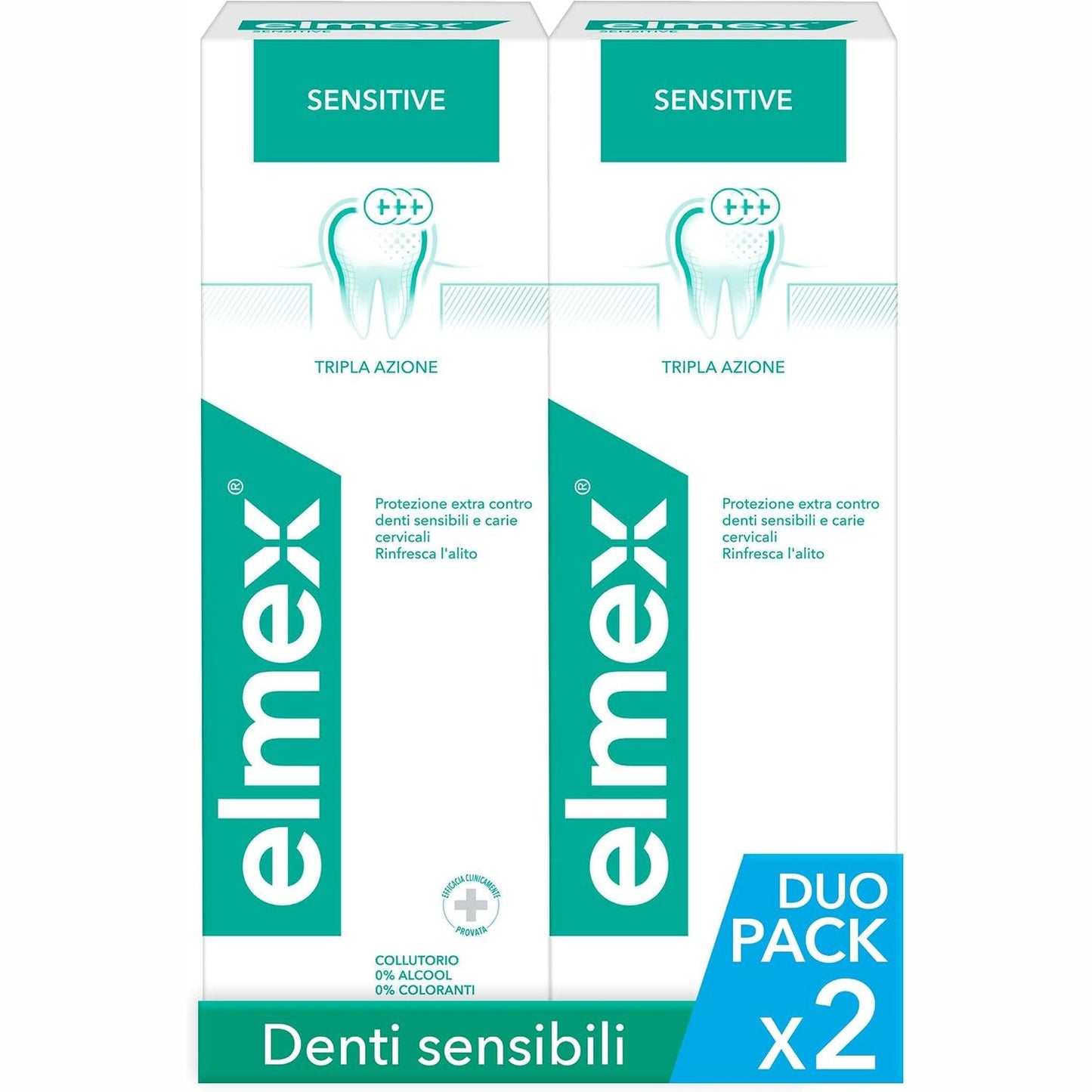 290200 - ELMEX Shpëlarës goje Sensitive, 2 pako me 400ml, Mbrojtje shtesë nga dhëmbët e ndjeshëm dhe kariesi i rrënjëve, Me fluorid amine, Veprim i trefishtë, Freskon frymëmarrjen, 0% alkool