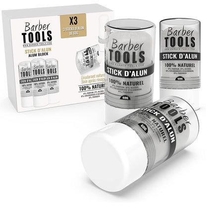 308114 - BARBER TOOLS Pako me 3 shkopinj deodorantë 60g - Gurë alumini - 100% Natyral - Pa parabene dhe klorhidrate alumini