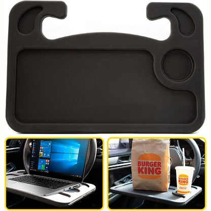 335292 - CUTEQUEEN Tavolinë Timoni Makine 2-në-1 - Mbajtëse Portative Laptop dhe Tavolinë Ngrenie për Makinë, Aksesor i Qëndrueshëm Udhëtimi me Mbajtëse Gote