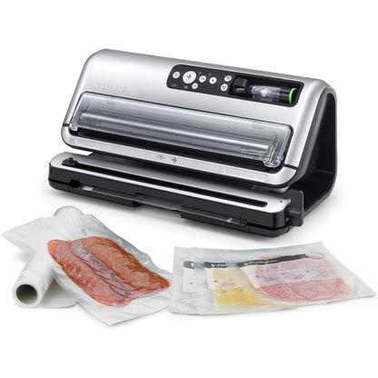 208016 - FOODSAVER Makinë Mbyllëse Vakumi Automatike dhe Profesionale | Ndarje Ruajtëse për Rrotull dhe Prerës | Funksion Marinimi | Përfshin Qese të Ndryshme Mbyllëse Vakumi [Modeli FFS006X]
