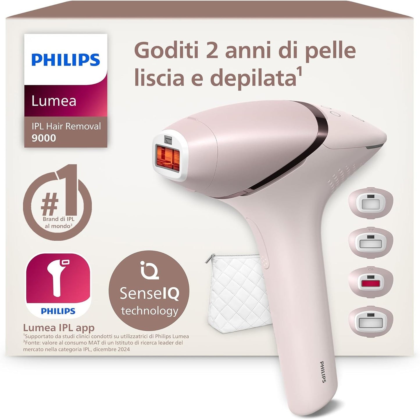 274813 - PHILIPS Lumea IPL 9000 Seria - Pajisje IPL për heqjen e qimeve, deri në 2 vjet lëkurë të butë, 4 aksesorë për trup dhe fytyrë, pa tel