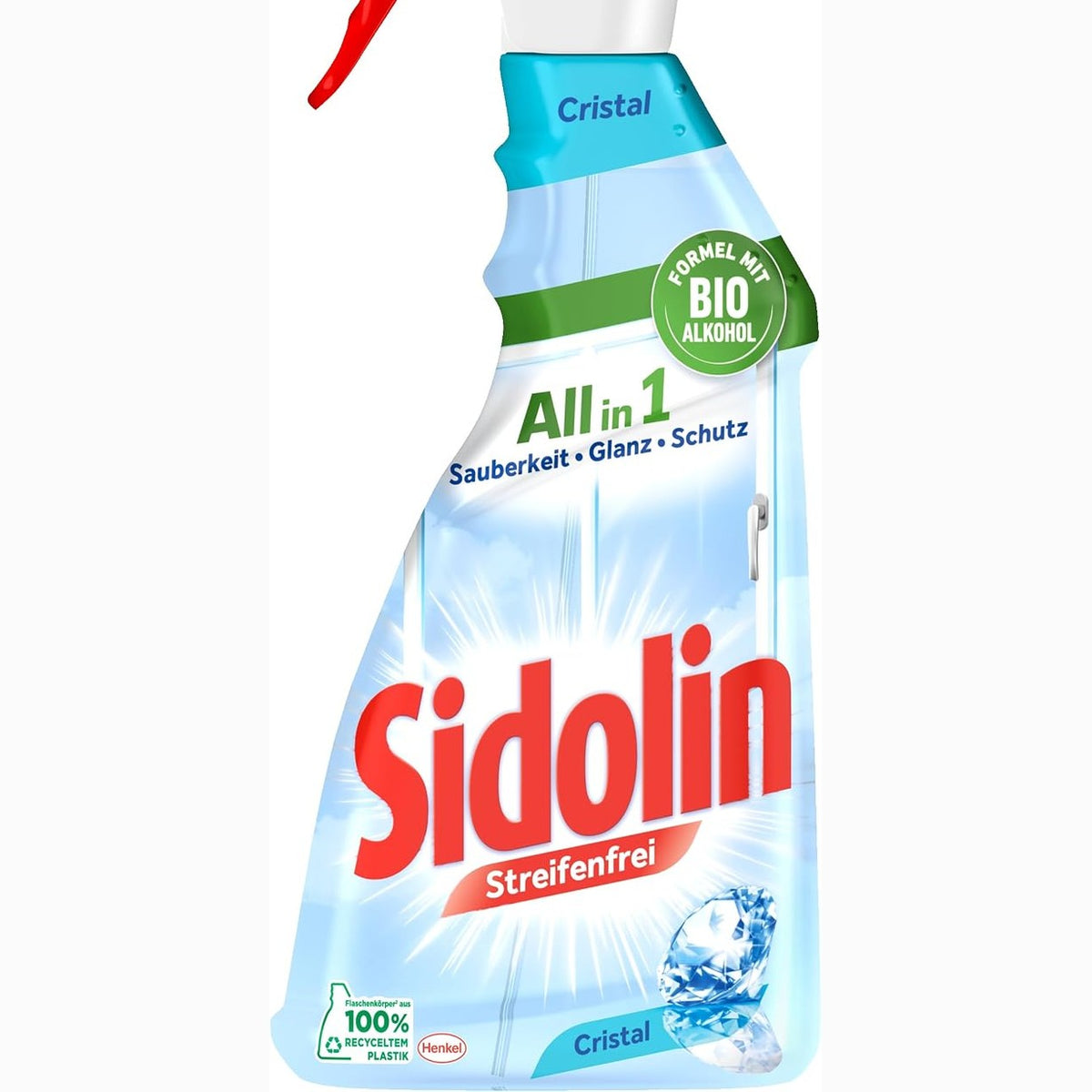 297817 - SIDOLIN Pastrues Xhami Streak-Free All in 1 Cristal, 500 ml, Bio-alkool, 100% plastikë e ricikluar