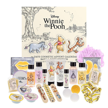 293202 - MAD BEAUTY – Kalendari i Adventit i Disney Winnie the Pooh me 24 produkte kozmetike, produkte Wellness, produkte për gra, maskë fytyre, locion trupi, lidhëse flokësh, limë thonjsh