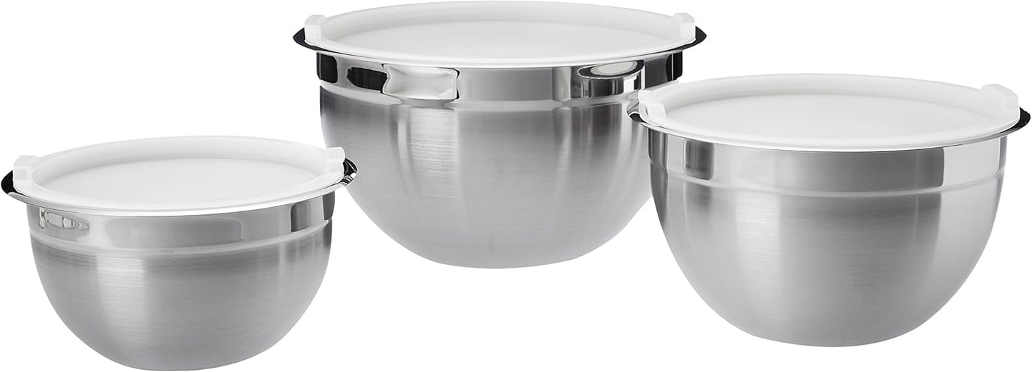 217979 - AMAZON BASICS Set Home me 3 tasa sallate prej çeliku inox, argjendi