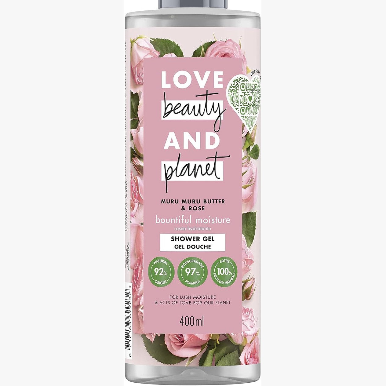 315719 - LOVE BEAUTY AND PLANET Xhel dushi Muru Muru Butter & Rose, 400 ml, hidraton lëkurën e thatë