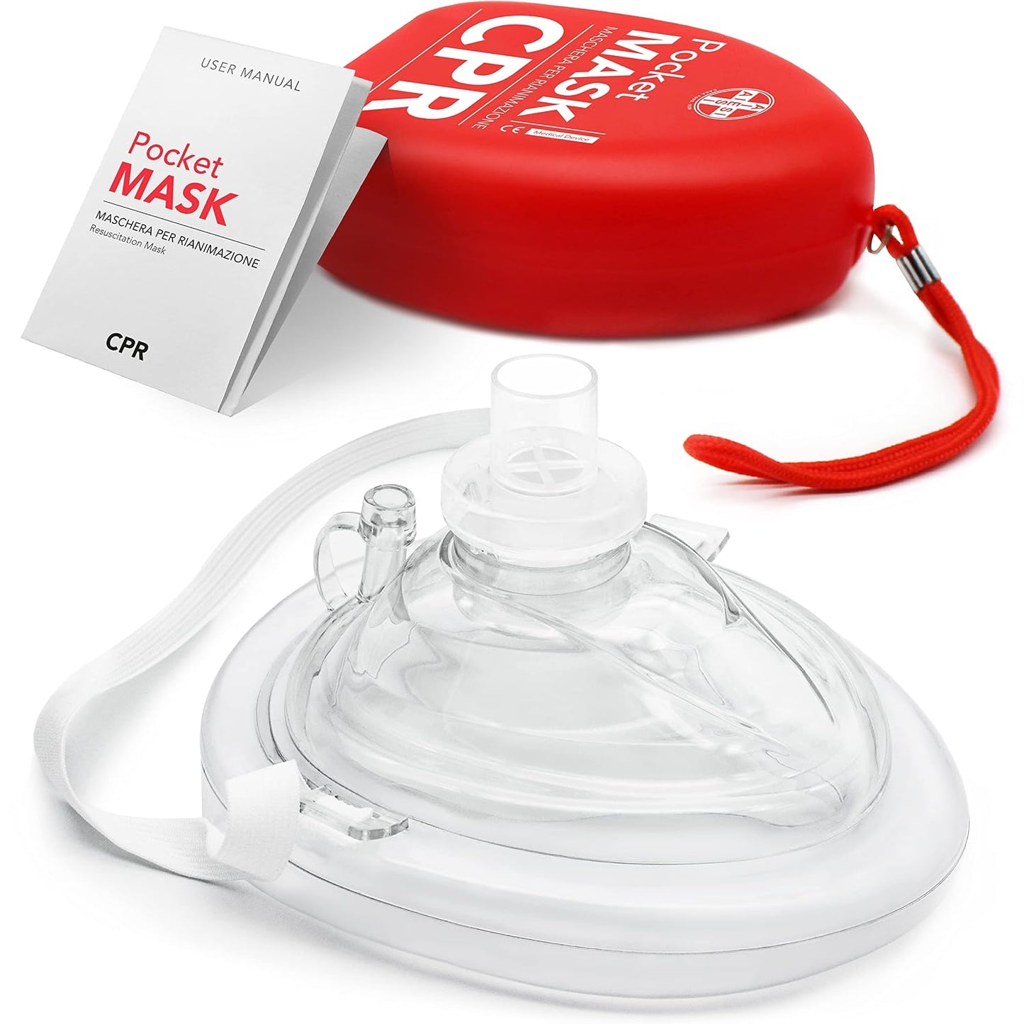 272453 - AIESI® Maskë Profesionale Ringjalljeje Gojë-më-Gojë me Valvul dhe Filtër Njëkahësh, Reanimator Maske për CPR