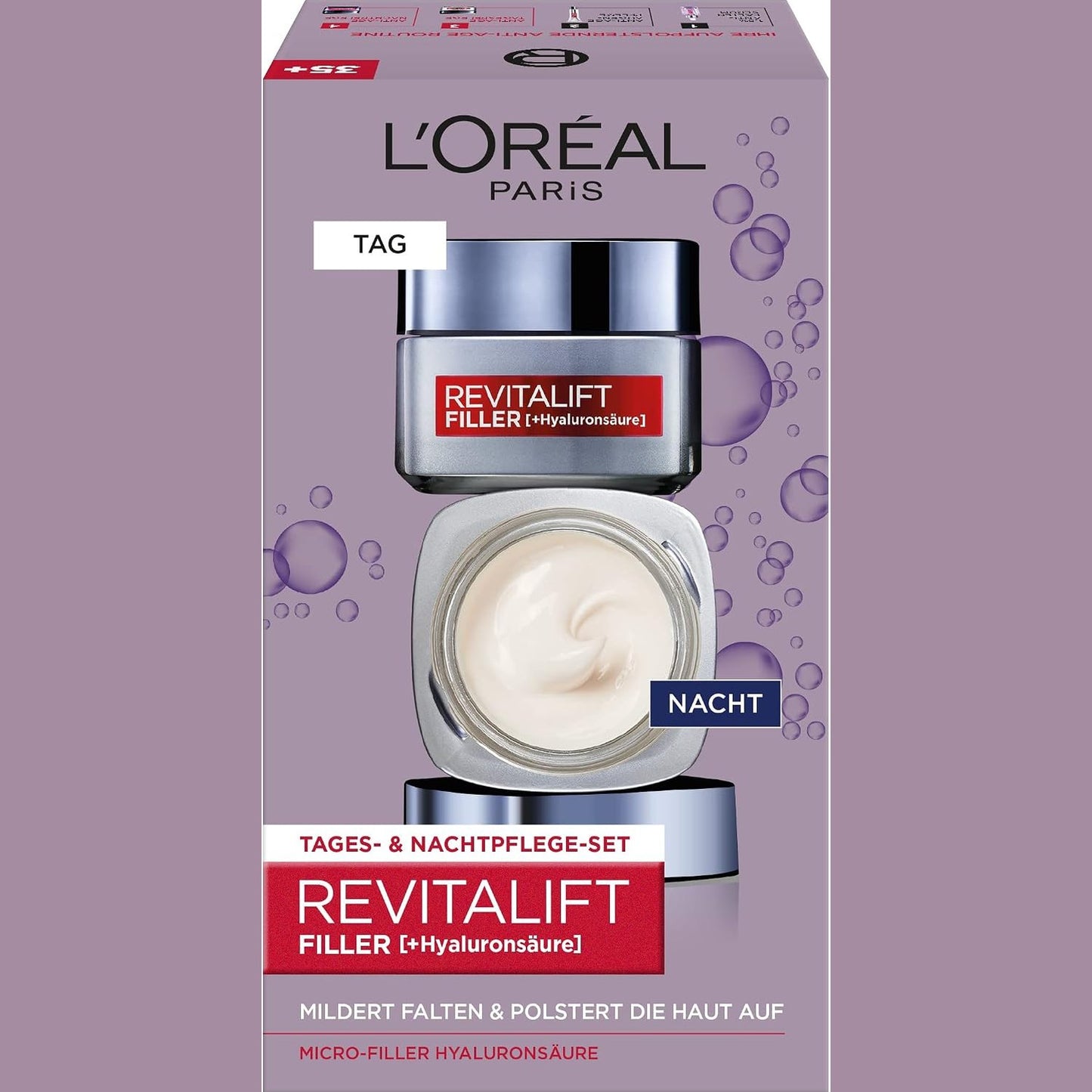 275389 - L'ORÉAL PARIS Set Kujdesi për Fytyrën, Krem Dite dhe Nate Anti-Plakje me Acid Hialuronik, 2 x 50 ml