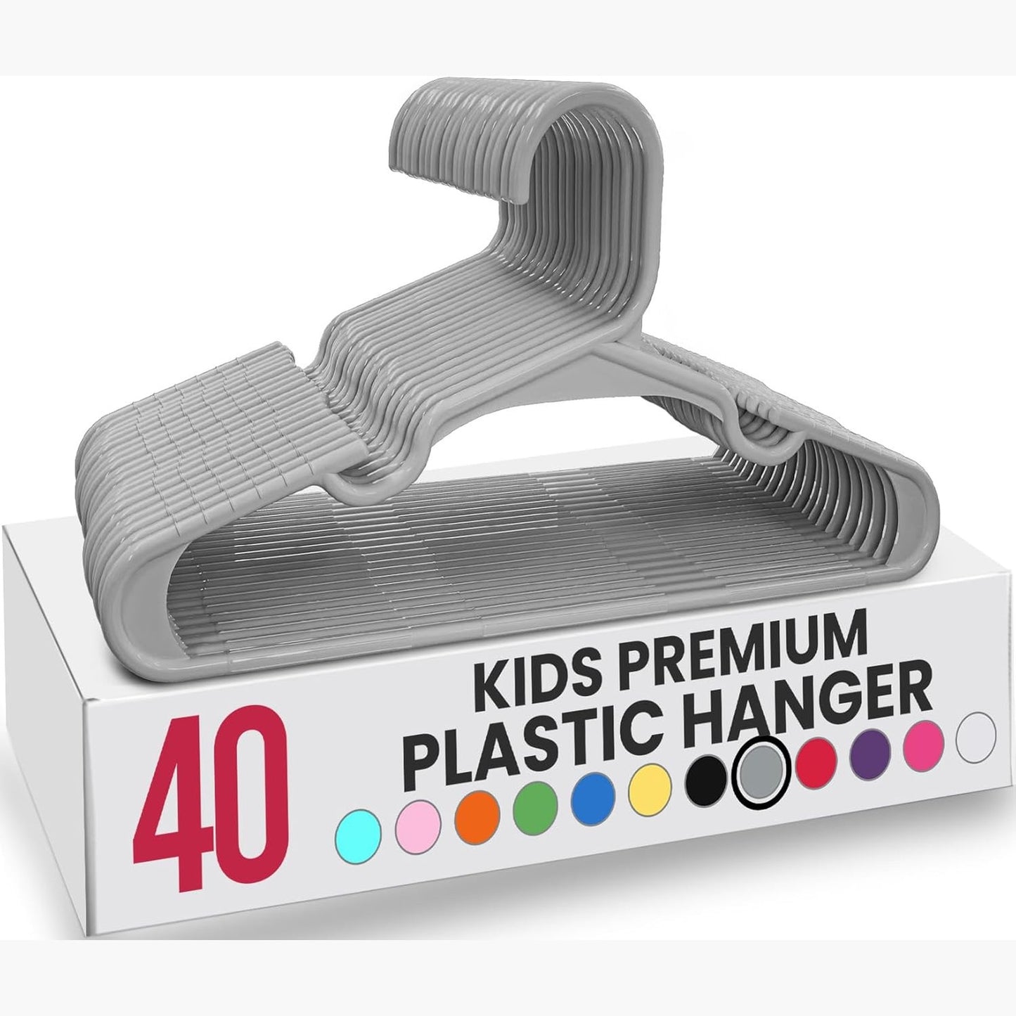 223284 - UTOPIA HOME Varëse plastike (Pako me 40 copë, gri) për rrobat e fëmijëve