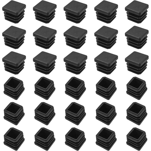 203032 - SYIXUTE Kapakë Tubash Katrorë 20x20mm, 30 copë, Plastikë, për Mobilje Kabinetesh dhe Karrigesh, të Zeza