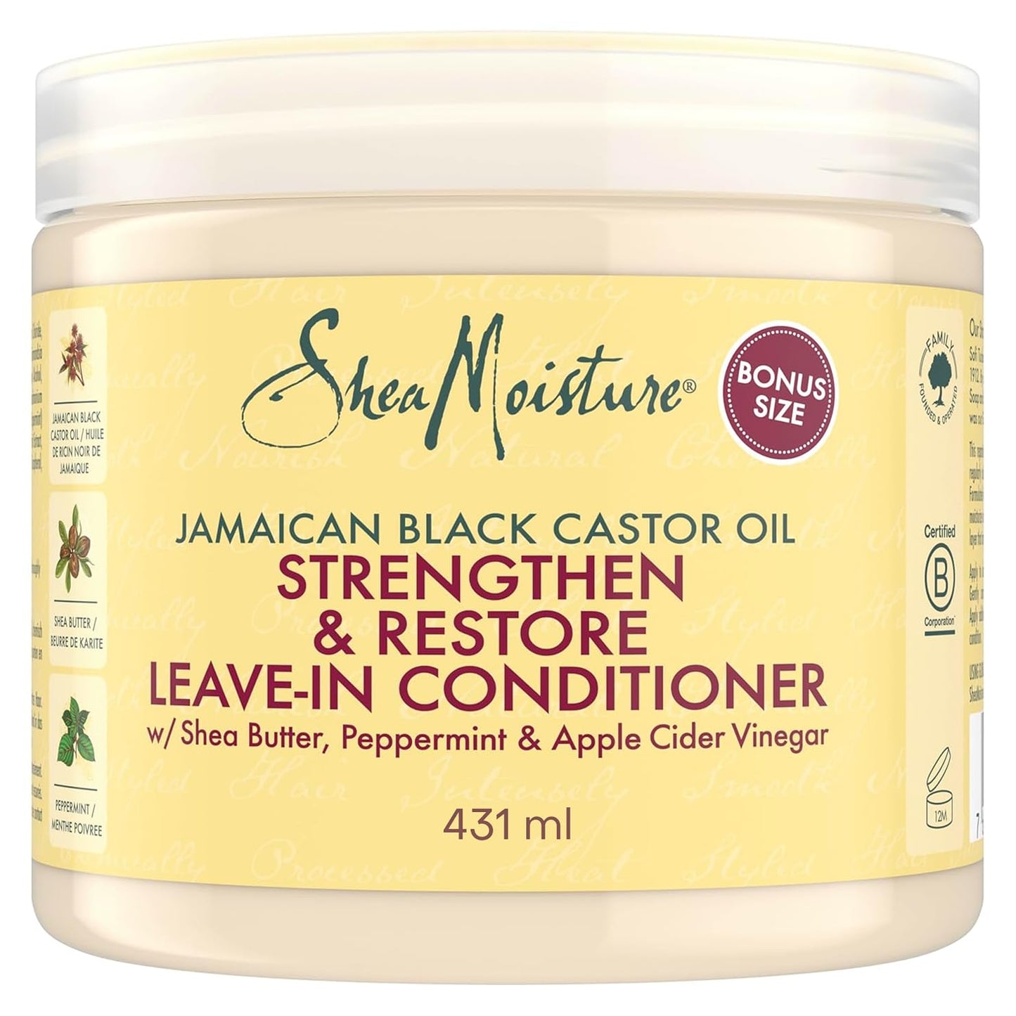 316871 - SHEAMOISTURE Maskë flokësh për forcim dhe rigjenerim, vaj ricini i zi xhamajkan, 431 ml