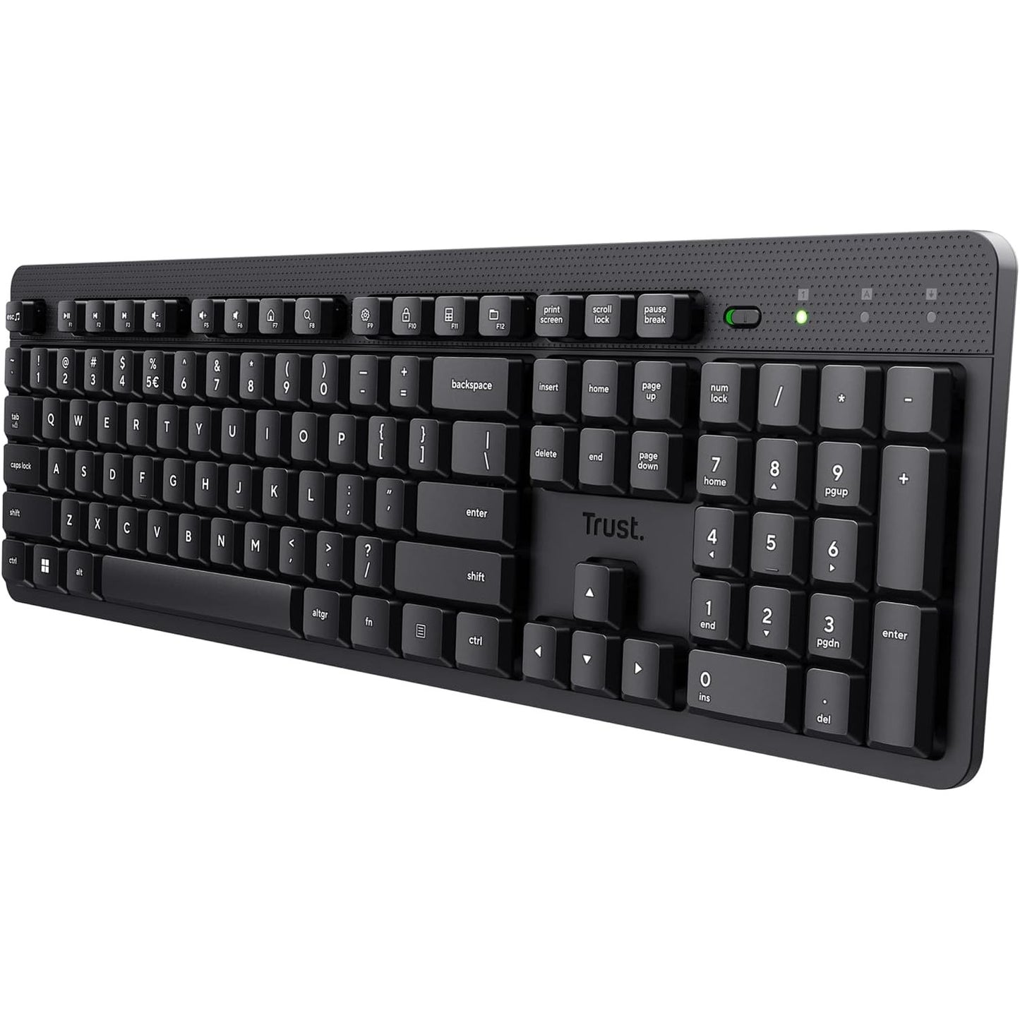 320251 - TRUST Tastierë pa tel ODY II, paraqitje gjermane QWERTZ, rezistente ndaj spërkatjeve, marrës USB RF 2.4GHz, e zezë