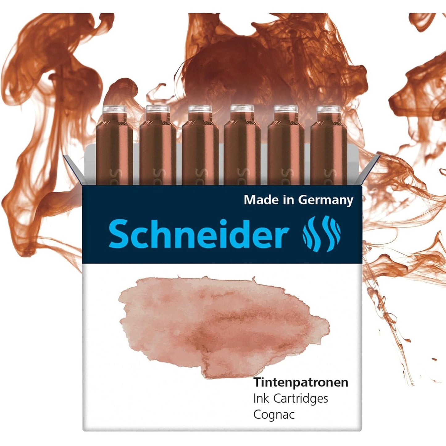 320750 - SCHNEIDER Pako me 6 fishekë boje standarde pastel për stilolapsa, konjak