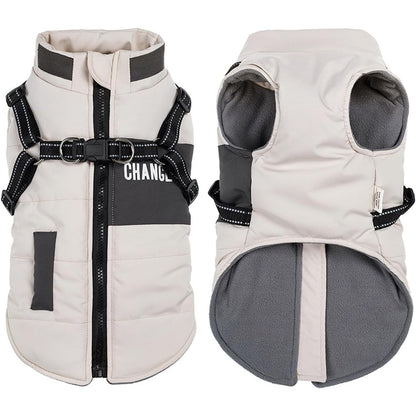 200742 - OSLUEIDY Xhaketa Dimërore për Qen, Pallto Ngrohtë, e Papërshkueshme nga Uji, me Rrip dhe Detaje Reflektuese, e Përshtatshme për Qen të Vegjël dhe të Mesëm
