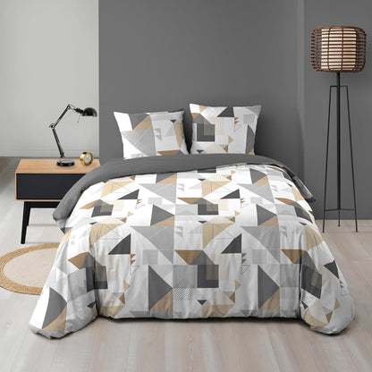 214974 - DOUCEUR D'INTÉRIEUR Set çarçafësh me 3 pjesë (240 x 220 cm) Gri Trigone, Mikrofibër e printuar