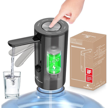 167988 - KITCHENBOSS Pompë Elektrike për Shishe Uji me Karikim USB, Kapaciteti 1-5 Gallonë, Dispensues Uji në Shishe