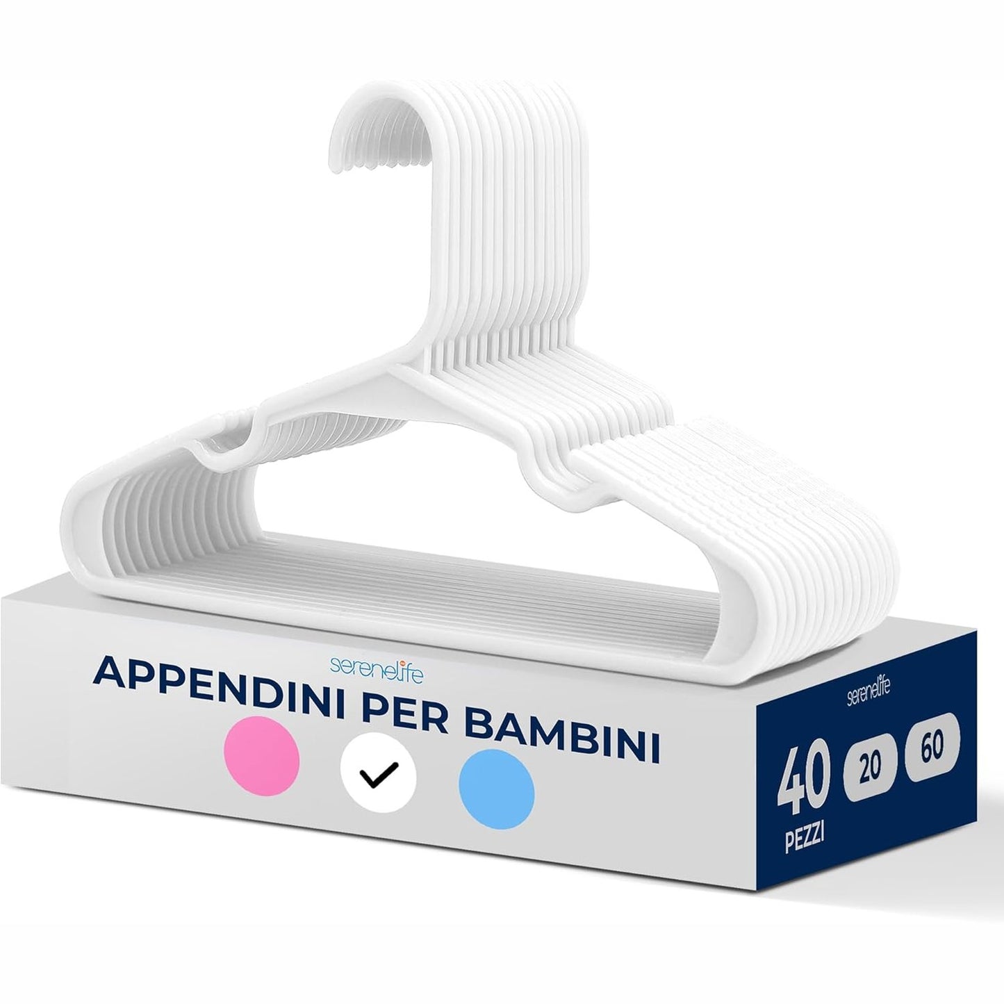 214621 - SERENELIFE Varëse plastike për fëmijë, pako me 40, nuk rrëshqasin, ideale për rrobat e të porsalindurve dhe foshnjave