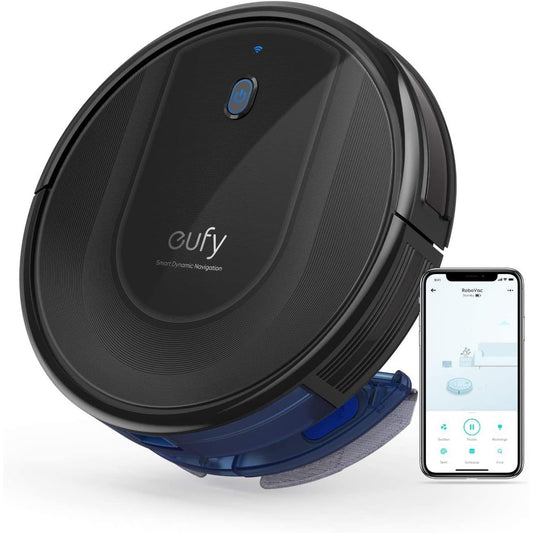 119005 - EUFY RoboVac G10 Hibrid, Fshesë Automatike 2-në-1 me Thithje 2000Pa, Navigim Dinamik Inteligjent, Karikim Automatik, Ideale për Dysheme të Forta, Ngjyra e Zezë
