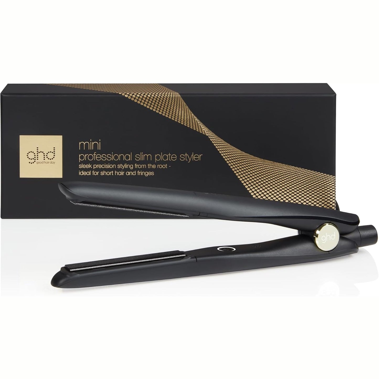 292094 - GHD MINI - Pjatë e hollë për flokësh, e zezë, pllaka 40% më të holla, e projektuar për flokë të shkurtër, balluke dhe kaçurrela, 50% më shumë shkëlqim