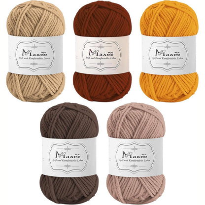 185861 - MAXEE Fija për Thurje me Grep 250g (50g*5 Ngjyra), Lësh Akrilik, Set Fijesh për Punim Artizanal, Fije Pambuku #15