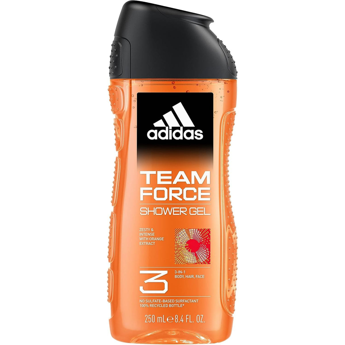 301517 - ADIDAS Xhel Dushi Team Force 3-në-1 për Trup, Flokë dhe Fytyrë, Formulë Vegane, 250ml