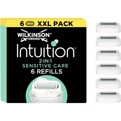 275797 - WILKINSON SWORD Brisqe rroje Intuition 2-në-1 për kujdes të ndjeshëm, rroje për gra, me prekje Aloe Vera, 6 copë